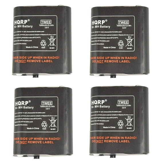 HQRP 4-pack 1500mAh Battery Works with Motorola MJ270R T5410 T5420 T5512 T5522 T5620 T9550XLRCAMO T9580RSAME MC220 MC220R MC225 MC225R MR561cr Two-Way Radio