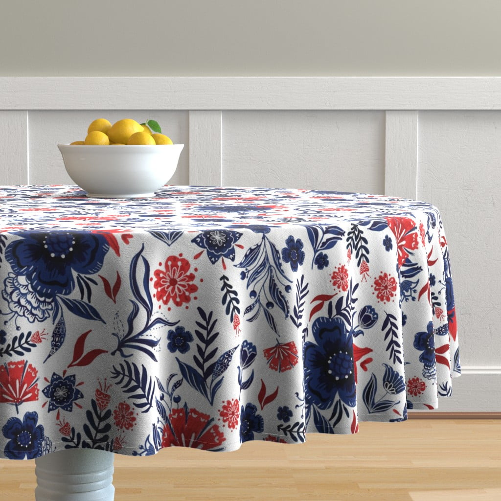 Tablecloth Swedish Folk Art Florals Garden Flower Floral Spring Cotton Sateen Tablecloth Swedish Folk Art Florals Garden Flower Floral Spring Cotton Sateen