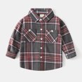 thumbnail image 2 of Toddler Boys Long Sleeve Shirts Plaid Fashion Casual Boys Shirts With Pockets Button Down Sweatshirts Fall Winter Kids Clothing Red 5-6 Years, 2 of 4