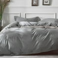 thumbnail image 1 of Cotton Duvet Cover Queen Size Pinstriped Comforter Cover with Button Washed Cotton Breathable Soft Solid Bedding Set Duvet Cover ×in & Pillowcases (NO Comforter), 1 of 8