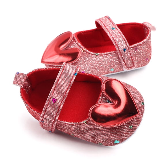 Dpityserensio Infant Indoor Soft-Soled Heart-Shaped Princess Shoes Baby Walking Shoes