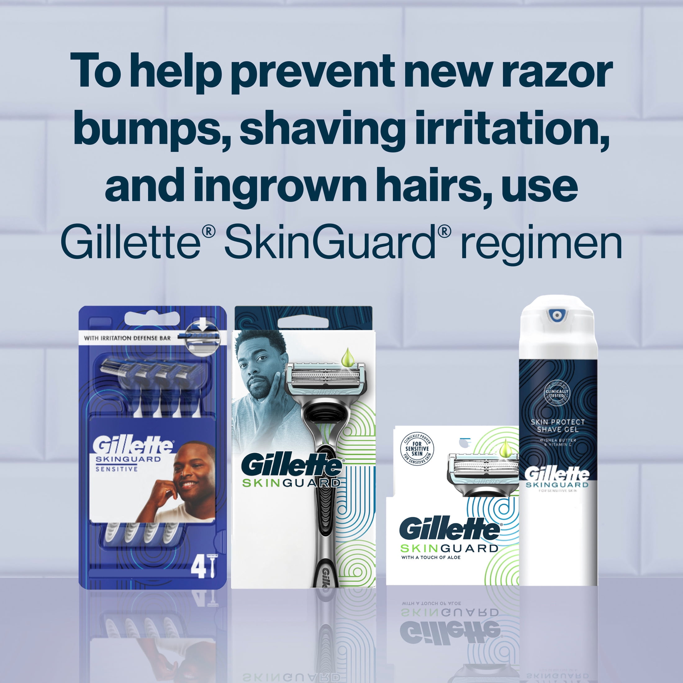 (3 pack) Gillette SkinGuard Men's Shave Gel with Shea Butter, 7 oz