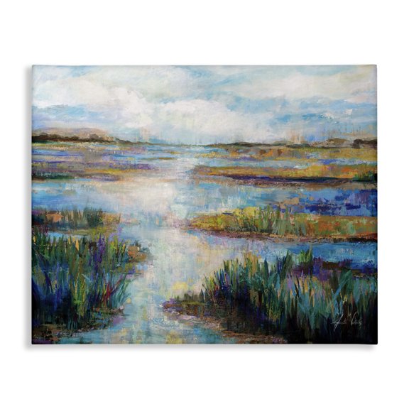Stupell Industries Contemporary Modern River Scenery Canvas Art, 30 x 24, by Jeanette Vertentes