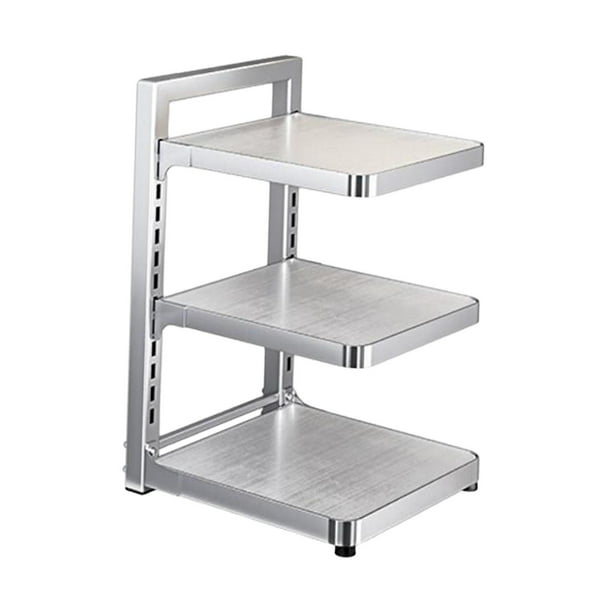 Estante para ollas y sartenes de pie, organizador reutilizable de acero inoxidable 3 niveles