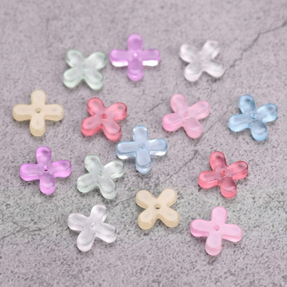 U8MO 20pcs 10mm Cross Shape Flower Crystal Glass Loose Beads For Jewelry Making-Random Mixed