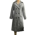 thumbnail image 4 of ClodeEU Women's Wool Blend Long Coat, Notched Lapel Double Breasted Pea Coat,Winter Slim Fit Trench Coat Gray,Womens Plus L, 4 of 8