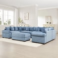 thumbnail image 3 of FFH 137.7" Oversized Modular Sectional Sofa, Convertible Living Room Furniture Sets Sectional with Ottoman, U Shaped Cloud Couch, Blue, 3 of 16