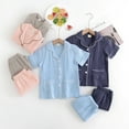 thumbnail image 4 of WBQ Kids Toddler Baby Girl Boy Cotton Pajamas Set Short Sleeve Button Down Pajama Shirt Top+Shorts Bottoms Two Piece Sleepwear Outfits, 4 of 9