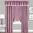 thumbnail image 3 of Designer Home Window Panel Curtain Checkered Kitchen Drape Tie-Up Shade Plaid Gingham Check Burgundy 42" X 63", 3 of 6