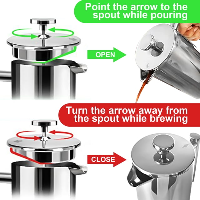 French press,Maker Stainless Steel Press Coffee Brews Coffee Heat Resistant Press Rich And Rich And Coffee Rich Coffee French Press Resistant Carafe 34 To Use And Mesh Filter 34 8 Cup To
