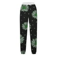 thumbnail image 4 of DeHolifer Women Pants High Waist Elastic Waist Sunflower Print Drawstring Straight Leg Pants with Pockets Green M, 4 of 5