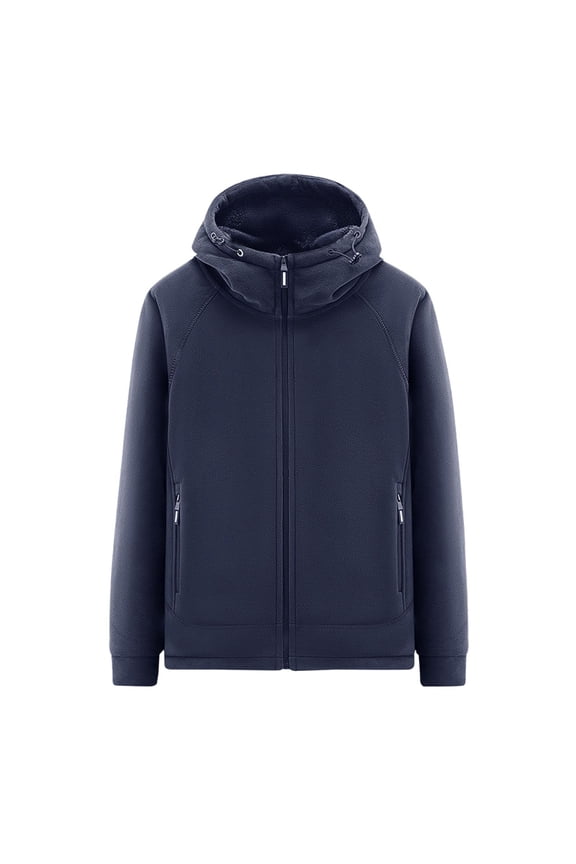 Mens Zip Up Hoodie Warm Sherpa Fleece Lined Winter Jackets Windproof Casual Long Sleeve Hooded Coats With Pockets