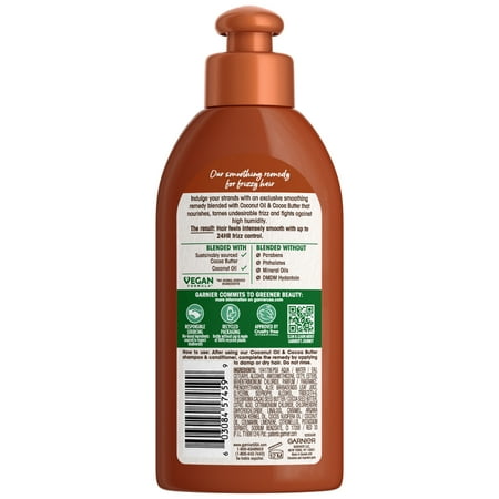 Garnier Whole Blends Leave in Frizz Control Conditioner, Coconut Oil Cocoa Butter, All Hair Types 5 fl oz