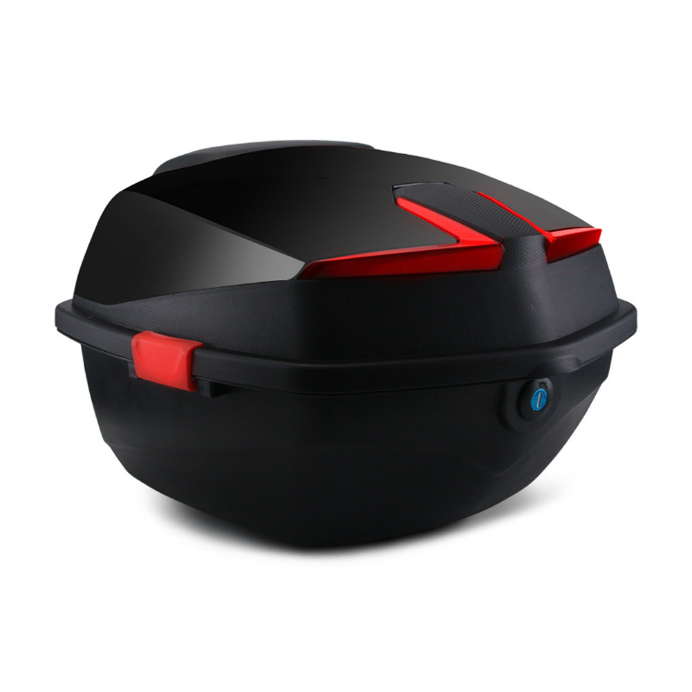 Motorcycle Rear Top Box, Waterproof Motorcycle Scooter Tail Box Trunk Luggage Box, Large Capacity Lockable Carrier Case For Helmet Luggage Storage