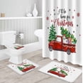 thumbnail image 3 of FMSHPON Christmas 4 Piece Bathroom Set Shower Curtain Bath Rug Contour Mat and Toilet Lid Cover, 3 of 8