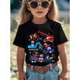 thumbnail image 1 of Boys' 4th of July Patriotic Construction Trucks T-Shirt - Red White & Blue Fireworks & American Flags Graphic, Soft Stretchy Comfort Fit, Machine Washable, 1 of 6