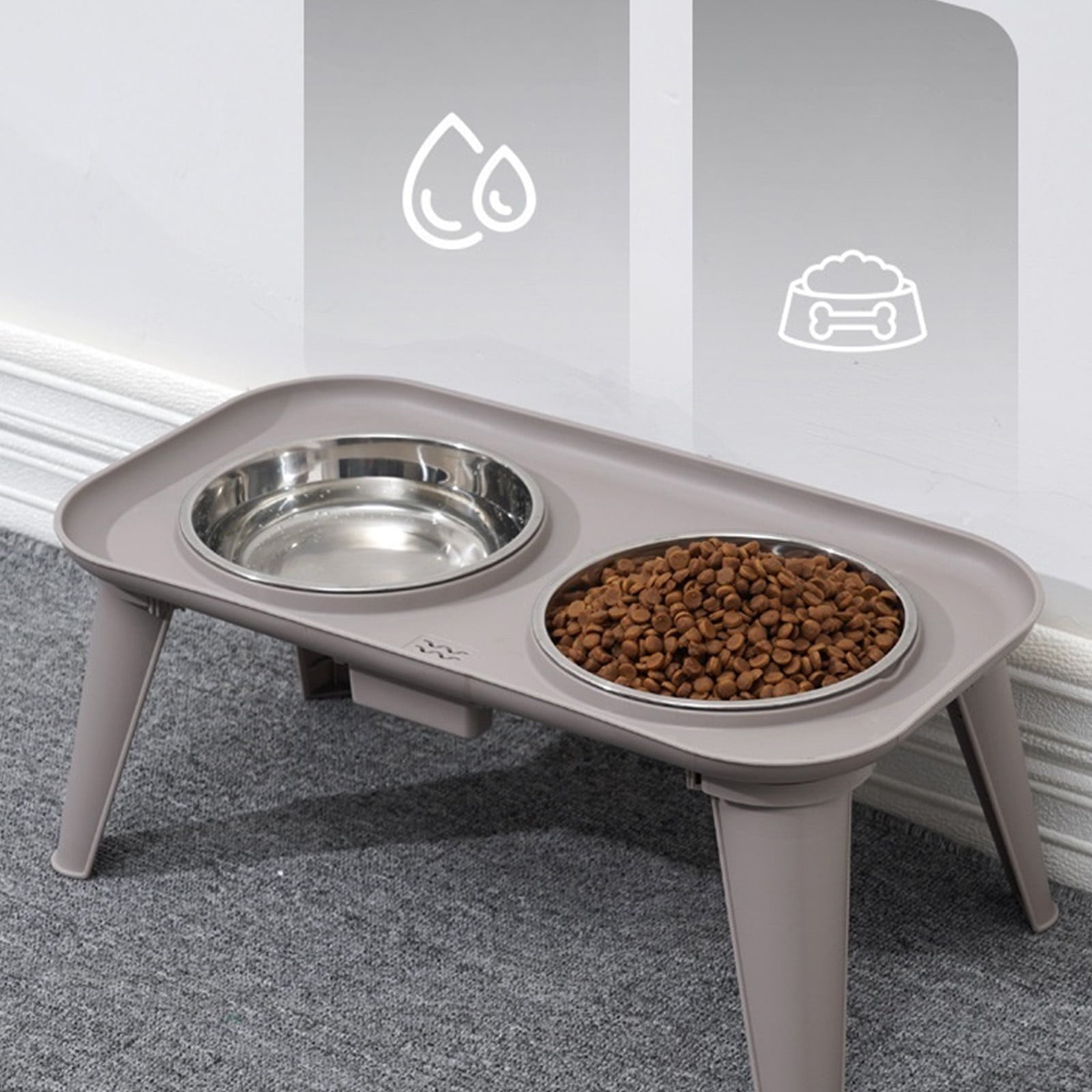 High Neck Relief Elevated Dog Bowls, Stainless Feeder for Large Breeds & Home Use