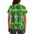 thumbnail image 3 of St. Patrick's Day Scrub Tops Women Irish Shamrock Printed Short Sleeve Nursing Working Uniform Stretchy V Neck Holiday Blouse T-Shirt, 3 of 3