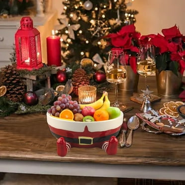 Ranliy Santa Feet Candy Bowl, Adorable Ceramic Christmas Bowl for Holiday Treats, Cookies and Nuts, Holiday & Seasonal Christmas Decoration