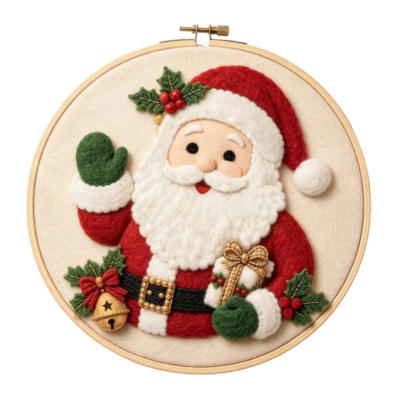 Christmas DIY Felt Material Kit, Non Woven Fabric Handmade Craft for Festival Theme Decorative Crafting Process 1 Set Santa Claus
