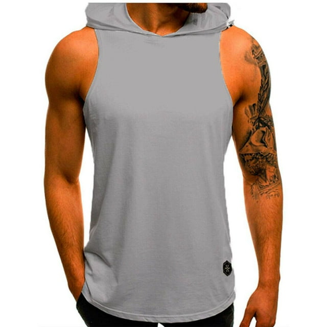 Men Hooded Tank Fitness Sweatshirt