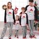 thumbnail image 4 of Pijamas familiares navideños a juego, conjuntos de pijamas a cuadros blancos y negros, Santa, gafas de sol, Navidad en julio, 4 of 4