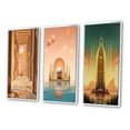 thumbnail image 3 of Designart "City of Gold Futuristic Minimal Architecture II" Abstract Landscape Framed Wall Art Set Of 3 - Gold Abstract Landscapes Frame Gallery Set For Office Decor, 3 of 6