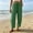 C_ Green, variant on Womens Elastic-Waist Ankle Pants with Cutwork Embroidered Hem and Solid Tone, Vintage Style for retro casual daily looks Yellow L