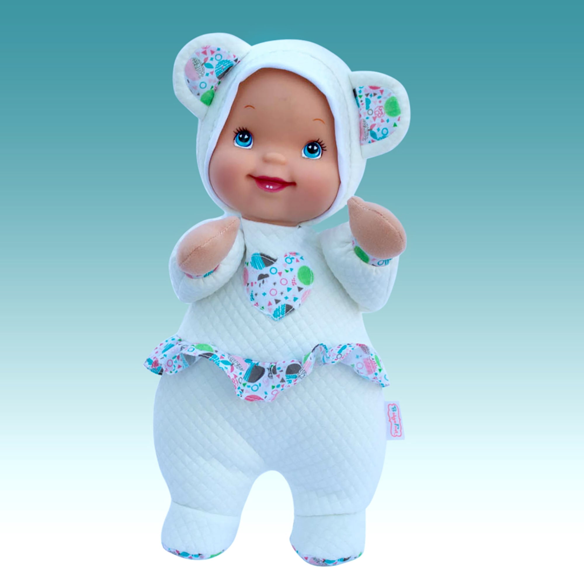 Baby's First: Love Bear Baby Doll - White Quilted Outfit, Interactive Musical Doll, Plays This Little Light of Mine, Soft Toy, Baby-Kids-Toddlers 3mo+