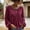 05-Wine, variant on Women's Solid Color Round Neck Lace Patchwork Blouse, Long Sleeve Hollow Out Casual Shirt, Loose Fit Eyelet Top for Daily Office Holiday Wear 01-Navy XXL
