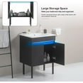 thumbnail image 6 of Bathroom Vanity with Top and Sink, Modern Wall Mounted/Standing Bathroom Vanity with 2 Soft-Close Doors and Radar Sensing Light, Solid Wood Bathroom Cabinet with White Ceramic Basin, 6 of 8