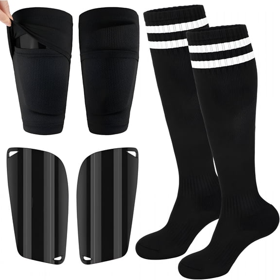 BESTSKY Kids Soccer Shin Guards with Sleeves And Socks Set Youth Toddler Shin Pads Long Socks for 3-12 Years Boys Girls Lightweight Soccer Equipment