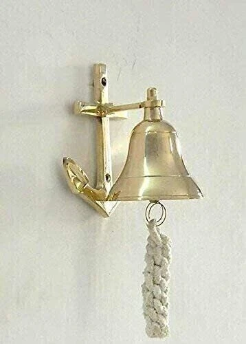 Golden Brass Wall Hanging Door Bell – 6" Unique Vintage-Style Bell for Home Décor & Gifting