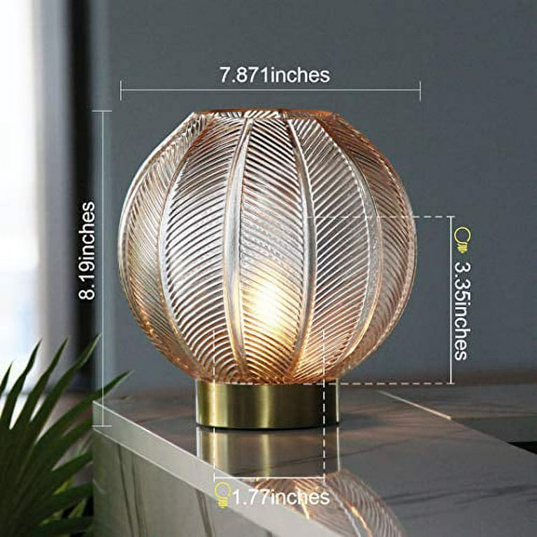 HOMMAX Battery Operated Lamp, Cordless Decorative Lamp with Timer and Gold  Glass Lampshade, Small Night Light with LED Bulb for Living Room Bedroom  Hallway Pati…