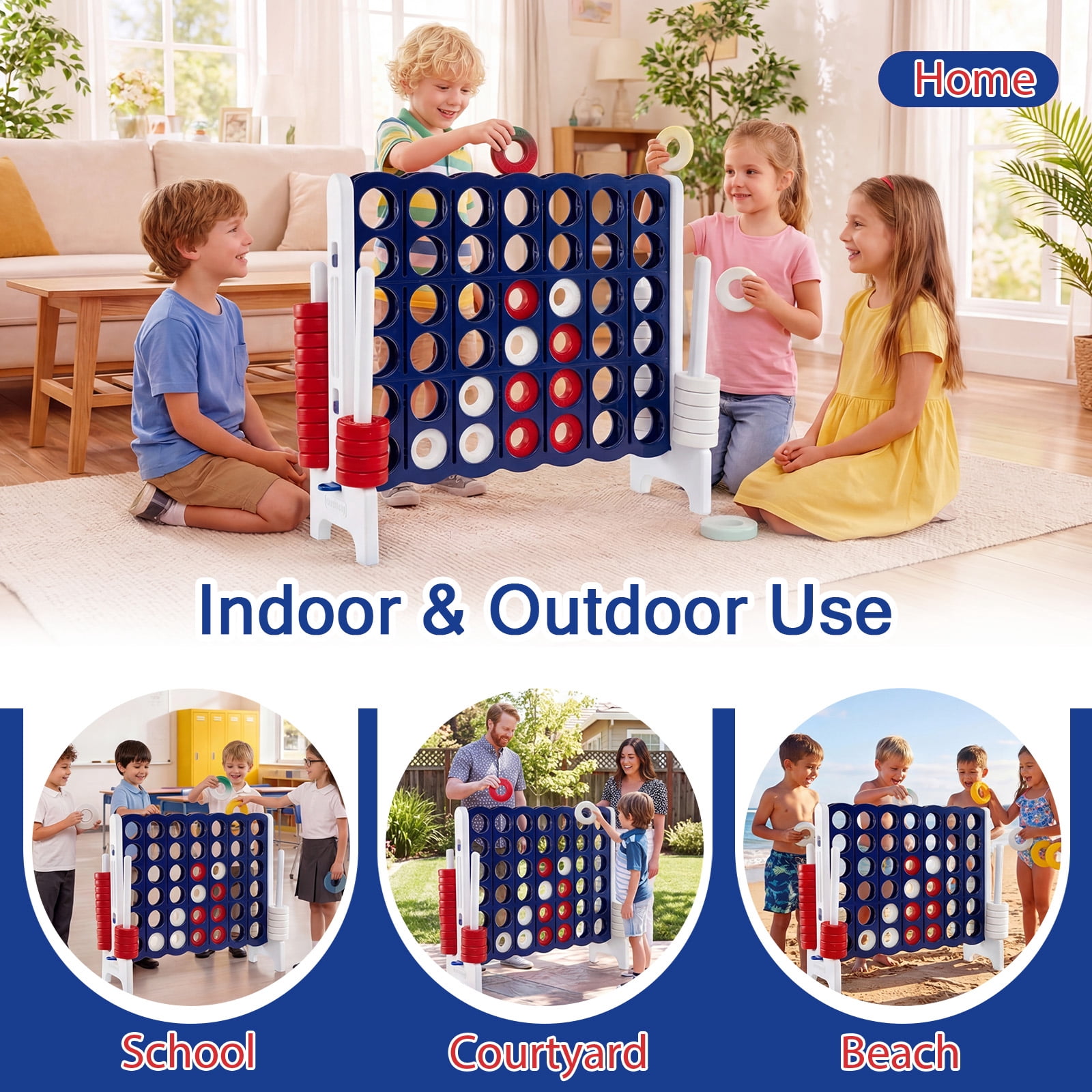 Costway Jumbo 4-to-Score 4 in A Row Giant Game Set Indoor Outdoor Adults Kids Family Fun