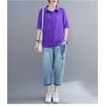 thumbnail image 5 of TODOZO T Shirts for Women Loose Fit Casual Lightweight Soft Basic Tees Summer Clothes for Women Women's Loose Short Sleeved T Shirt Casual Large Size Fashionable Collar Purple L, 5 of 6