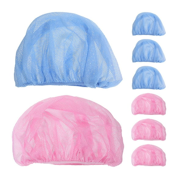OUNONA 8-Pack Pink Kitchen Hairnet Caps for Women, Anti-Smoke Hair Protection with Polyester Cotton Blend for Cooking