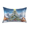 thumbnail image 3 of Dailycode Satin Pillow Case King Silk Pillow Cover for Hair and Skin Envelope Closure Christmas Tree House Snow 20"x40", 3 of 9
