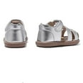 thumbnail image 3 of LIIPEE Girls Boys Sandals Solid Color Closed Toe Non- Soft Sole Hook And Loop Strap Shoes Toddler Leisure Daily Sandal,Silver,3-6 Months, 3 of 3