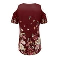 thumbnail image 4 of JustVH Women Floral Short Sleeve Junior Cold Shoulder Blouse Tunic T-Shirt, 4 of 4
