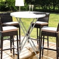 thumbnail image 2 of Table de Bar Ronde, Table de Cocktail Haute Pliable de 110 cm à Hauteur Réglable, Fini en Métal Gris, Table de Bar d'Extérieur pour Bistro, Jardin, Balcon, Blanc, 2 of 6