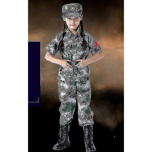 Uniformes de entrenamiento militar para niños, disfraces de fiesta de campamento de verano de camuflaje táctico de combate para niños, trajes del ejército de Halloween para niñas