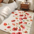 thumbnail image 3 of Area Rug 48×72in, Red Poppy Abstract Floral Floor Carpet Living Room Rug, Farm Flower on Vintage Linen Non-Slip Welcome Mat Indoor Rugs for Bedroom Dining Room, 3 of 9
