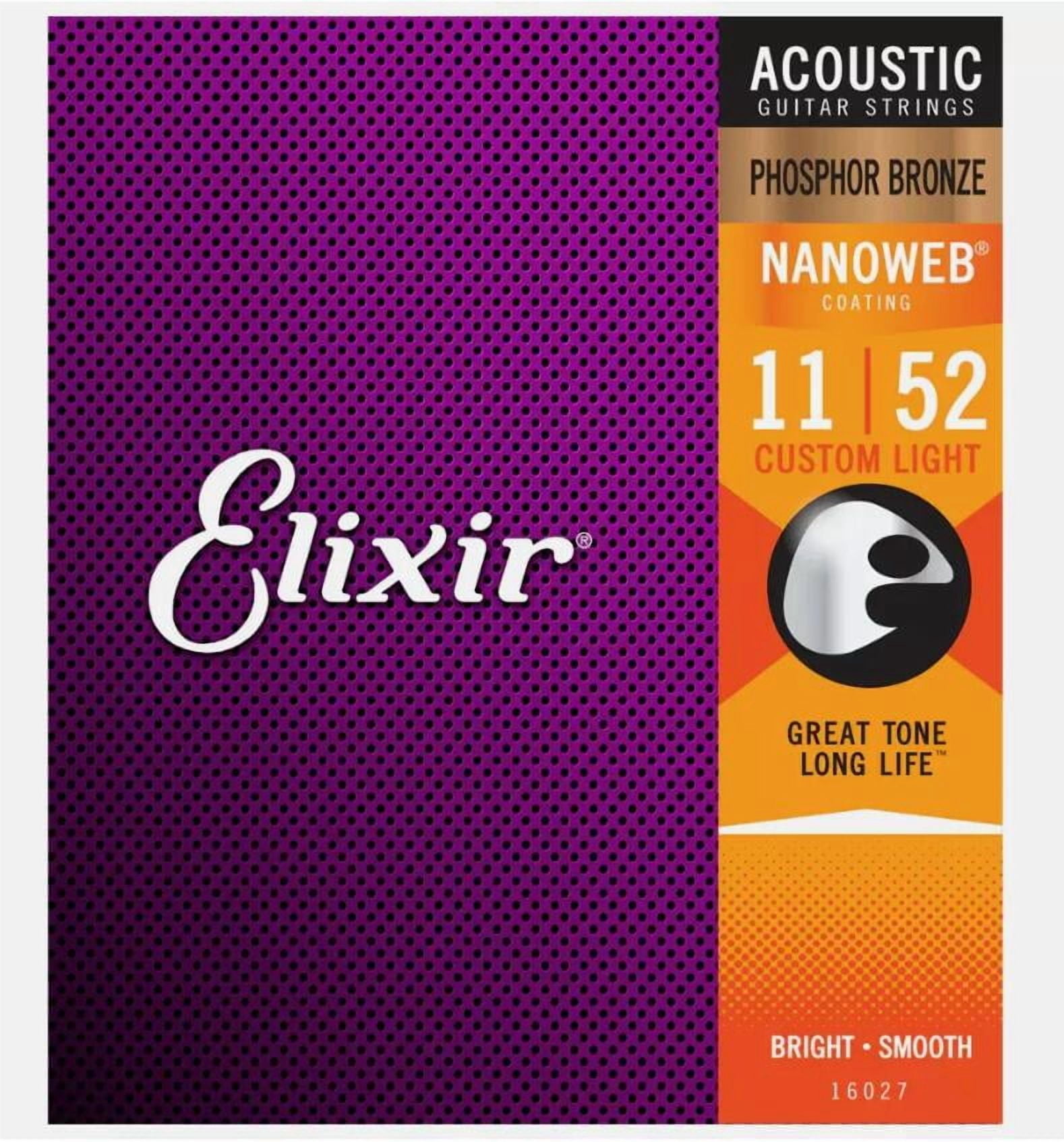 3-Pack! Elixir Custom Light 11-52 Acoustic Phosphor Bronze Nanoweb 16027