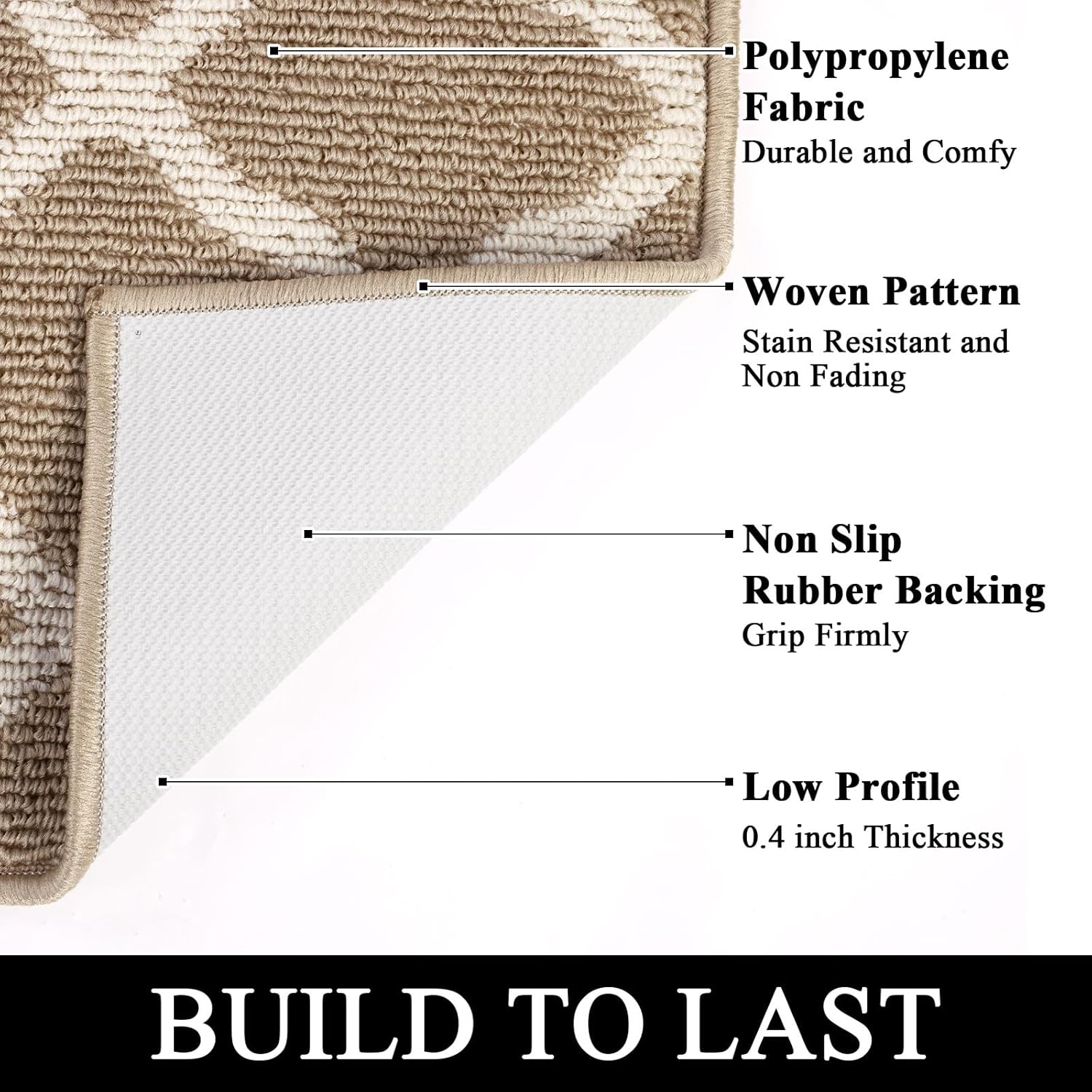 Extra Long Hallway Runner Rugs 2x10 ft Indoor Washable Rug Runner Non Slip Rubber Backing Resist Dirt Kitchen Runner Rug Hall Entryway Carpet Runners, Beige