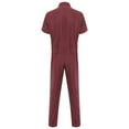 thumbnail image 4 of Alvivi Men's Blend Work Coveralls Short Sleeve Jumpsuit Multiple Pockets Zipper Overalls Workwear Burgundy M, 4 of 7
