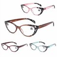 thumbnail image 2 of OSLOB 4 PACK Cat Eye Reading Glasses for Women Blue Light Blocking Readers with Spring Hinge Anti Glare UV?Mix,1.0?, 2 of 4