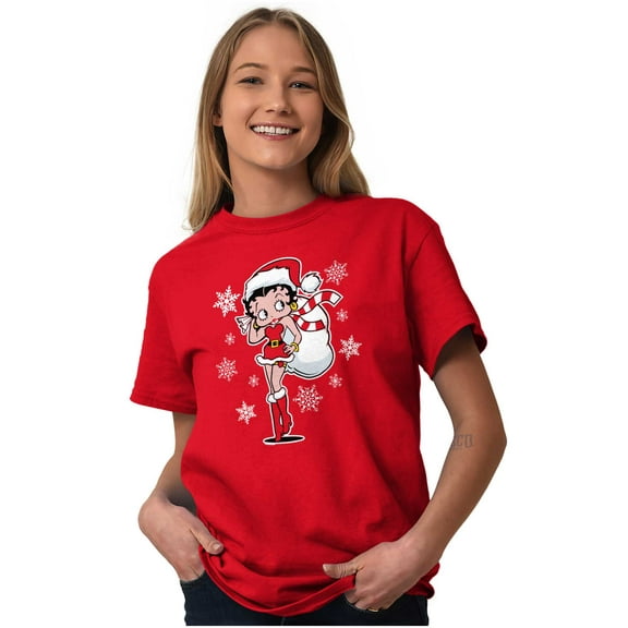 Cute Betty Boop Christmas Holiday Women's Graphic T Shirt Tees Brisco Brands M