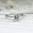 thumbnail image 2 of HeartsAndYou 4ct Emerald Cut Natural Aquamarine Moissanite Accents Ring 14k SOLID White Gold, 2 of 9