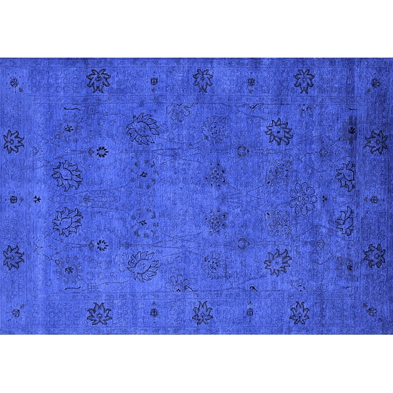 Ahgly Company Machine Washable Indoor Rectangle Oriental Blue Industrial Area Rugs, 8' x 12'